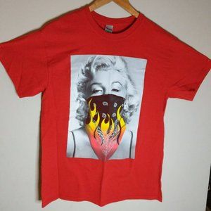 Red Marilyn Monroe Flamed Mask Graphic Tee